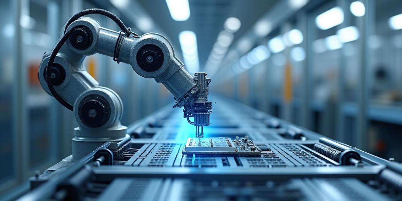 En spesialtilpasset industriell robotarm i en presisjonsinnstilling